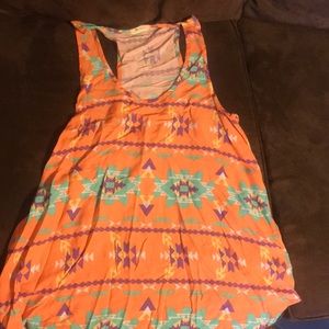 Aztec Printed Orange Tank